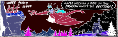 Hagar riding a Fire Dragon into the night